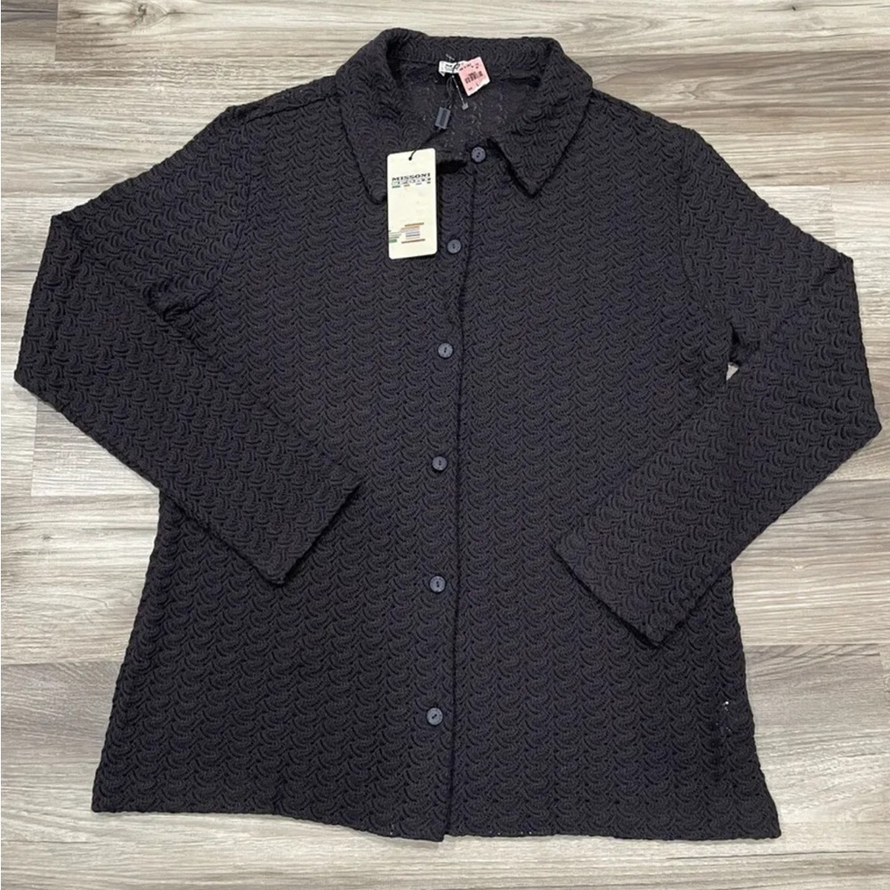 Women’s Missoni Sport Wool Acrylic Collared Button Down Sweater Open Knit